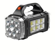 Linterna portátil brillante recargable por USB, linterna potente para el hogar y actividades al aire libre, luz LED de alto poder con larga distancia de alcance, luz de trabajo COB para camping, luz solar para exteriores - Negro - Ver 13