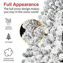 7FT Premium Snow Flocked Christmas Tree With Pine Cones, 1022 Tips, Sturdy Foldable Metal Stand, Easy Assembly – Ideal For Home And Party Decorations - White - View 3