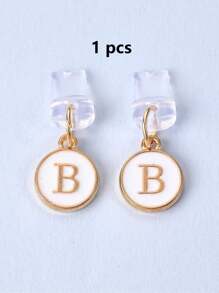 1pc White Electroplated Dust Plug Pendant With 26 English Alphabet On Both Sides, Compatible With Type C