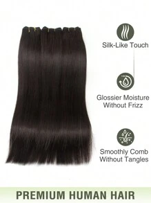 缝合式接发，真人发，Remy发束，1B自然黑直发，手工编织，缝合式接发，万圣节服装 - S1B - 查看 3