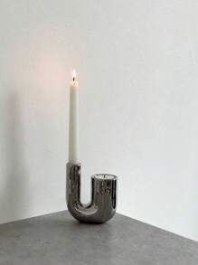 Luxury Silver Ceramic Candle Holder Decor, Ins Style Candlelight Dinner Props Candle Stand Home Tabletop Decoration