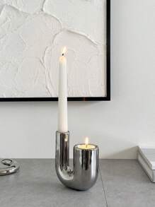 Luxury Silver Ceramic Candle Holder Decor, Ins Style Candlelight Dinner Props Candle Stand Home Tabletop Decoration