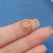 PIERCING RING SURGICAL STEEL PVD ZIRCONIA WITH CHAINS 1.2X8 - Vàng - Xem 5