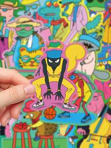 50 张彩色动物涂鸦贴纸笔记本电脑手册手机壳装饰贴纸 - 彩色 - 查看 5