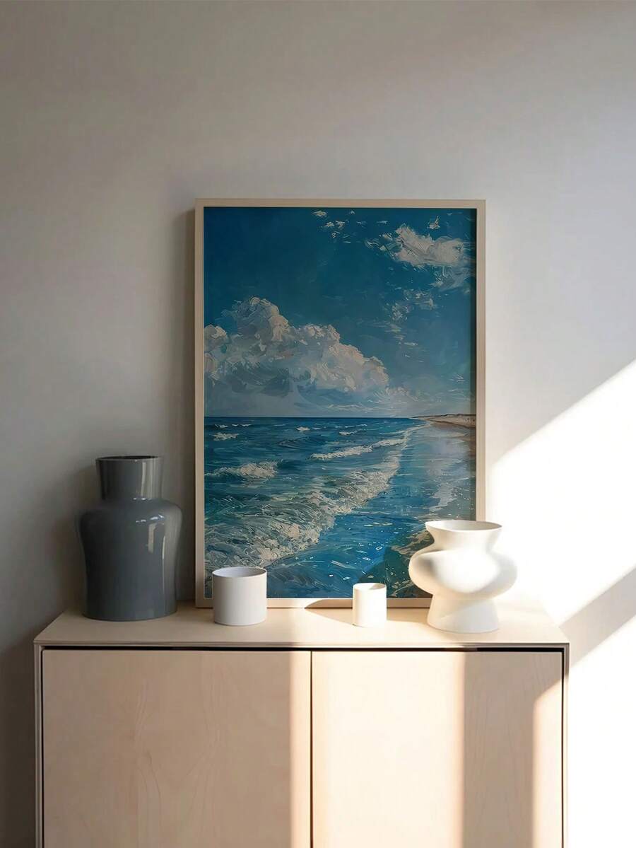 1PC Sunny Beach Scene Canvas Art Print Decoração de parede sem