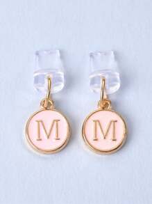 1pc White Electroplated Dust Plug Pendant With 26 English Alphabet On Both Sides, Compatible With Type C