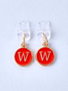 1pc White Electroplated Dust Plug Pendant With 26 English Alphabet On Both Sides, Compatible With Type C