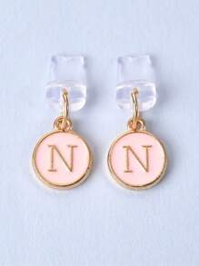 1pc White Electroplated Dust Plug Pendant With 26 English Alphabet On Both Sides, Compatible With Type C