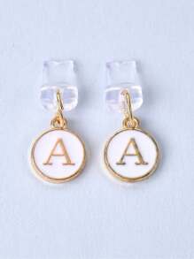 1pc White Electroplated Dust Plug Pendant With 26 English Alphabet On Both Sides, Compatible With Type C