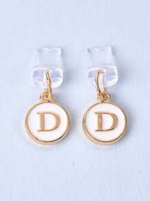 1pc White Electroplated Dust Plug Pendant With 26 English Alphabet On Both Sides, Compatible With Type C
