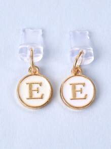 1pc White Electroplated Dust Plug Pendant With 26 English Alphabet On Both Sides, Compatible With Type C