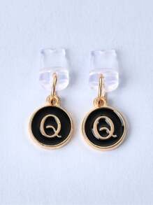 1pc White Electroplated Dust Plug Pendant With 26 English Alphabet On Both Sides, Compatible With Type C