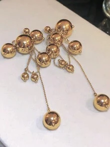 1 par de pendientes lujosos y elegantes con borlas largas y formas esféricas exageradas, adecuados para ocasiones de fiesta de mujeres - Amarillo Oro - Ver 5