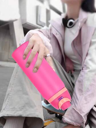 1pc 24oz/32oz Double Wall Stainless Steel Vacuum Insulated Water Bottle With Handle, Sports Water Bottle With Straw & Fruit Infuser For Fitness, Cycling, Outdoor, Holiday Gifts Back To School