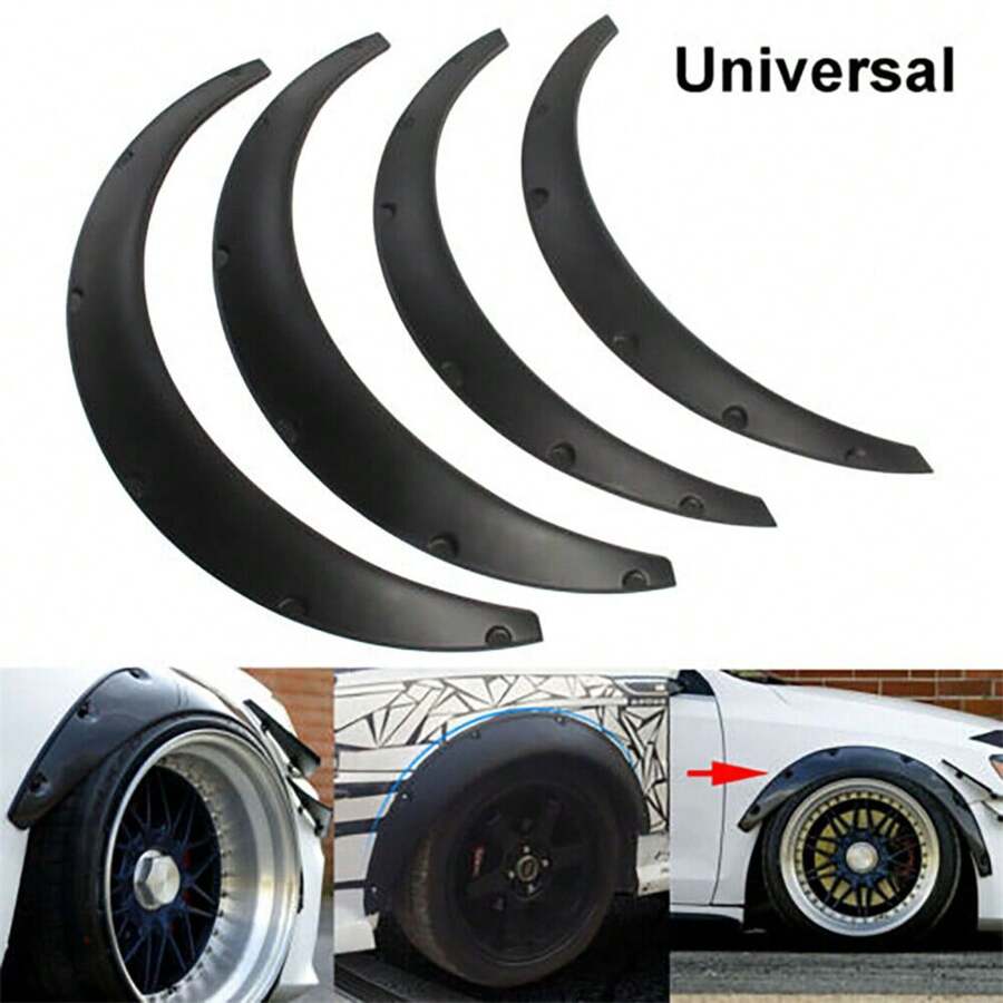4Pcs 89CM Universal Flexible Cars Body Fende Flares Extension Wide Wheel Arches - Black - View 1