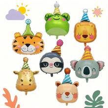 Bộ bóng bay động vật phiêu lưu trong rừng, bao gồm Lười, Sư tử, Gấu, Hươu cao cổ, Hổ, Voi và Ếch, Thích hợp cho tiệc theo chủ đề động vật, sinh nhật, kỷ niệm và trang trí Giáng sinh - Nhiều màu - Xem 1