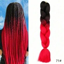 渐变色编织发 24 英寸 1 件/包 高温合成钩针编织彩虹发 灰黑色 女士用