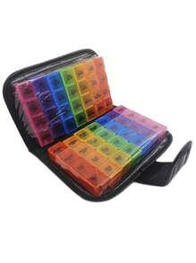 1pc 7 ngày 56 ô Túi da PU, hộp đựng thuốc bằng da PU, hộp đựng thuốc xách tay, hộp đựng thuốc bằng nhựa nhiều màu xách tay, hộp đựng thuốc - Nhiều màu - Xem 13