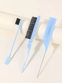 3 件套发刷套装，包括梳毛刷、钢针梳、鼠尾梳和双面眉刷，适合返校、旅行度假必备，女士发饰 - 彩色 - 查看 15