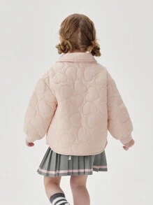 MARC&JANIE Young Girl Heart Quilted Snap Button Front Coat - Baby Pink - View 2