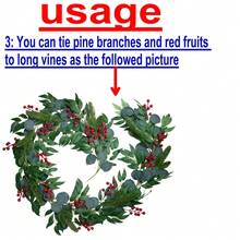 1pc 200cm Eucalyptus Leaf Garland With Red Berries & Pine Branches, Ideal For Home Decor, Dining Table Centerpiece, Can Be Paired With Candles To Create Festive Atmosphere. Suitable For New Year, Fireplace, Entryway, Tabletop, DIY, Staircase, Mailbox Decoration. Natural And Easy To Maintain. - Multicolor - View 2