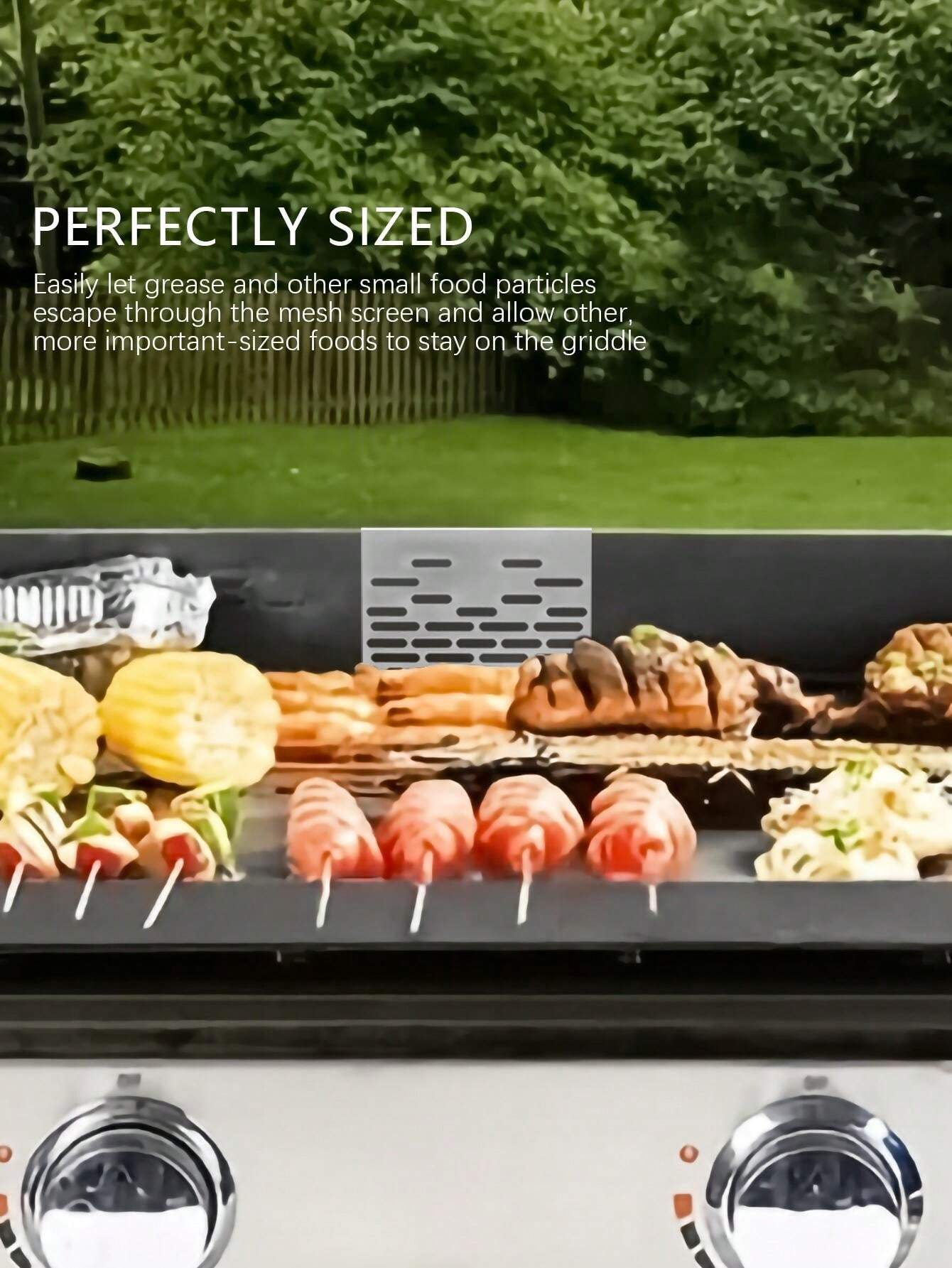 Little Home Griddle Goalie, Grease Gate Blocker For Griddle Guard Food Fighter Mesh Screen Drain Blocker Grease Stopper Blocks Food Falling Rear Grease Tr