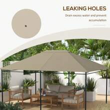 Outsunny 3 X 4m Gazebo Canopy Replacement Covers, Garden Gazebo Roof Replacement With Vents And Drain Holes, TOP COVER ONLY - Caqui - Ver 7