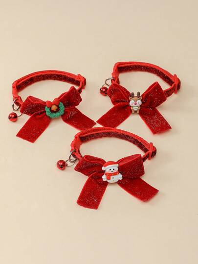 1 件带领结装饰的宠物项圈，适用于小型犬和猫