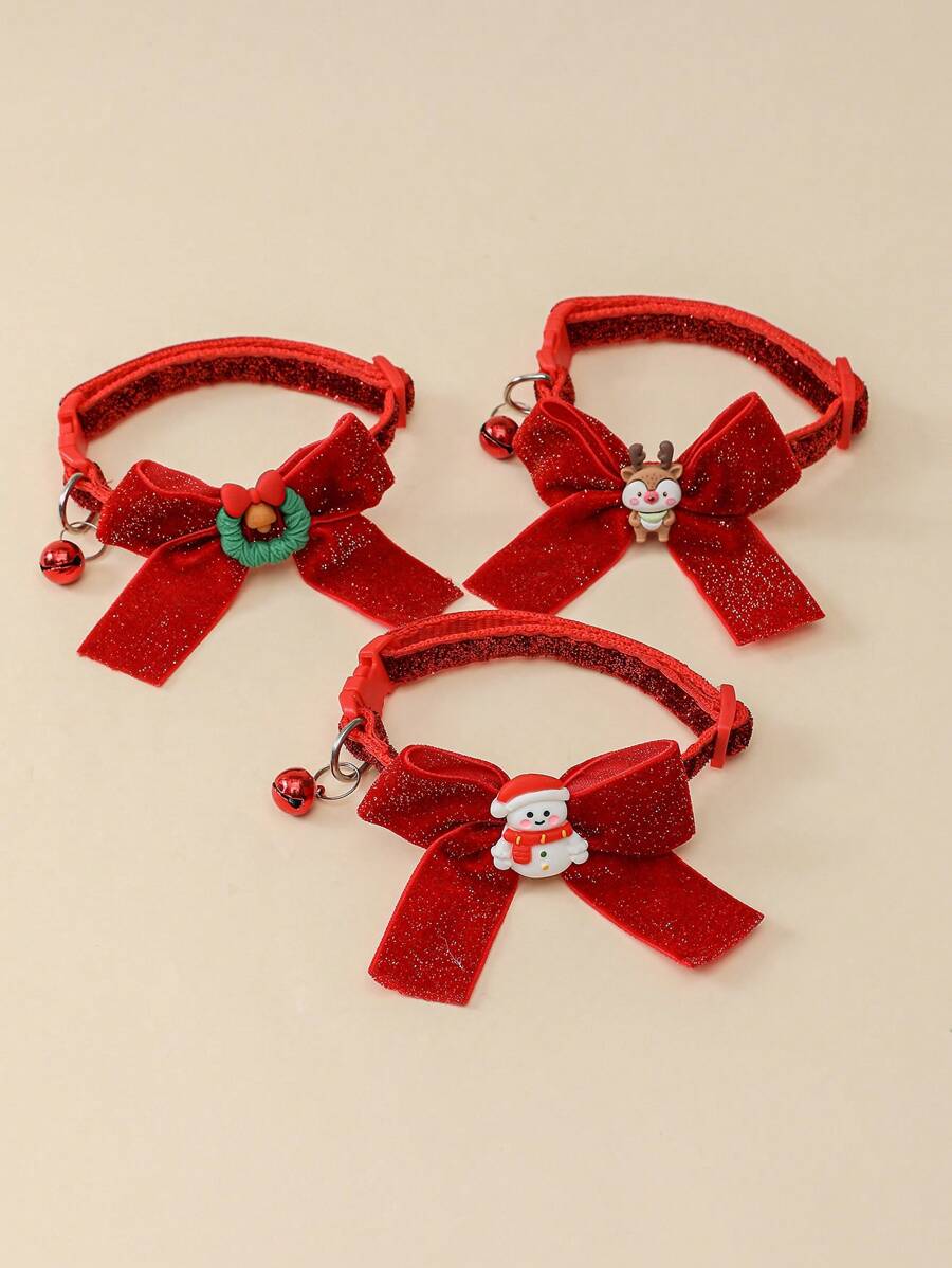 1pc Pet Collar With Bow Tie Decoration, For Small Dogs And Cats - Multicolor - View 1