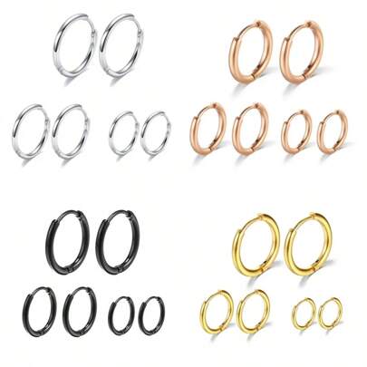 1-3 Pairs Minimalist Hoop Earrings, 3 Simple Sizes Circle Earrings Set For Men