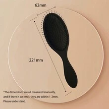 1 chiếc bàn chải massage đệm khí thoải mái màu trơn tối giản - màu đen - Xem 7