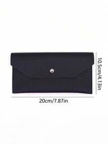 1 件简约仿皮长款钱包可重复使用现金信封带卡槽时尚纯色钱包适合日常使用现金信封钱包信封钱包勃艮第红色女士礼物 - 彩色 - 查看 11