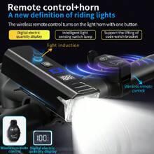 Đèn xe đạp 6000Lumen có điều khiển từ xa Đèn pha xe đạp Đèn báo pin Đèn pin gắn tay lái Sạc Type-C MTB Đèn pha xe đạp đường trường Đèn pha xe đạp nổi bật - màu đen - Xem 5