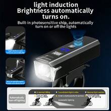 Đèn xe đạp 6000Lumen có điều khiển từ xa Đèn pha xe đạp Đèn báo pin Đèn pin gắn tay lái Sạc Type-C MTB Đèn pha xe đạp đường trường Đèn pha xe đạp nổi bật - màu đen - Xem 8