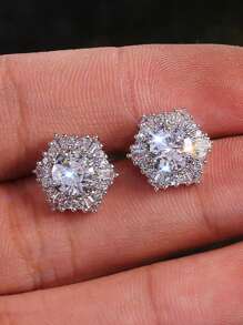 Moonso Six Corners Women Earrings Valentine's Day Gift Jewelry Bulk Sell E5493 Valentines,Mom,Mother,Mother's Day,Gift - Silver - View 2