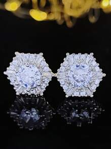 Moonso Six Corners Women Earrings Valentine's Day Gift Jewelry Bulk Sell E5493 Valentines,Mom,Mother,Mother's Day,Gift - Silver - View 5