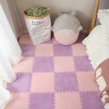 12pcs Solid Color Non-Slip Interlocking Carpet Tiles, Modular Floor Mats For Living Room, Bedroom Gifts Birthday Graduation - Multicolor - View 15