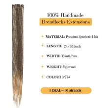 Tóc nối dreadlock 24 inch, tóc nối dreadlock tổng hợp một đầu, tóc nối giả phong cách Hippie, 10 sợi SE, tóc nối dreadlock mỏng 0,6cm dành cho phụ nữ dùng trong tiệc tùng hàng ngày, Halloween, Cosplay, Giáng sinh, tiệc tùng, v.v. - Nhiều màu - Xem 3