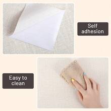 1卷自粘墙纸纹理布黄色壁纸人造草布米色亚麻布可移动用于橱柜、旧家具翻新、墙面装饰贴纸 - 黃色 - 查看 4