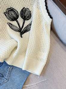 ARDOR S Y2K 玫瑰连衣裙无袖毛衣背心，春夏镂空宽松套头毛衣上衣，2025 春夏新品