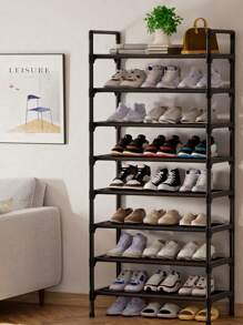1 sapateira de metal preta simples de 8/6 camadas, largura aproximada de 23 polegadas, economia de espaço, minimalista à prova de poeira, resistente, elegante, fácil de montar/desmontar, portátil, adequada para sala de estar, quarto, entrada, escritório, casa, armazenamento multicamadas, presente de Natal, armazenamento de sapatos de pano para presente infantil, requisitos para uma casa aconchegante