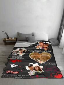 1 件定制照片毯、带有照片和文字的定制法兰绒毯、定制图片毯、家庭个性化照片毯、拼图形状照片毯、心形拼图、定制图像毯、带有图像的个性化家庭毯、个性化毛毯、挚友毯、舒适毯、家庭礼物、生日礼物、送给朋友的礼物、送给她的礼物 - 款式1 - 查看 3