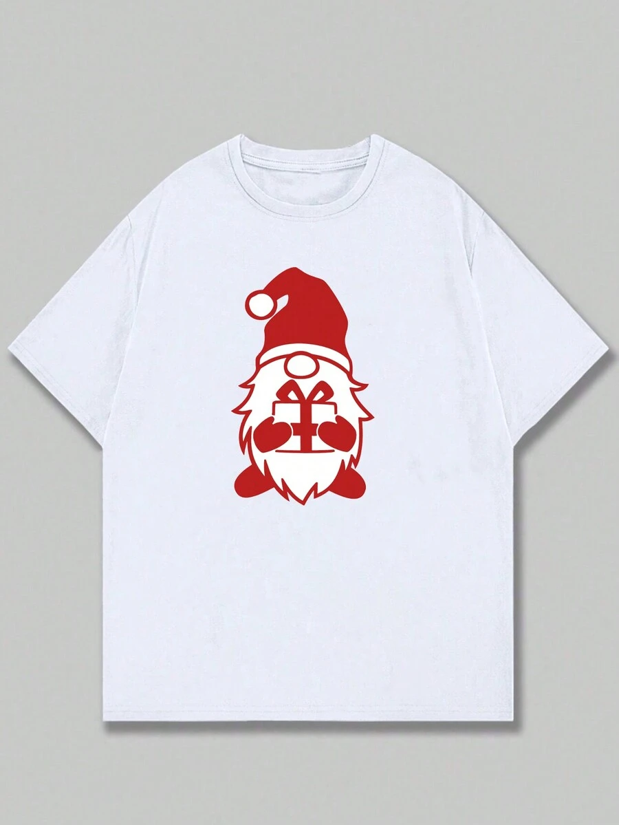 Santa Claus Printed T-Shirt Blouse Men's Fashion Casual Comfort Premium - trắng - Xem 1