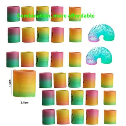 为任何庆祝活动增添一抹色彩乐趣：12 件弹簧玩具 - 非常适合礼品袋和派对礼物！彩虹色弹簧线圈