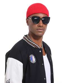 Cappello beanie di da uomo, stile hip hop di strada, in tinta unita, berretto lavorato a maglia caldo, senza visiera, adatto per l'all'aperto invernale, come passeggiare, andare in bicicletta, viaggiare e uso quotidiano