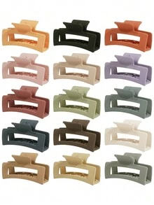 13 件/15 件女士纯色发夹，矩形闪亮款式，百搭配饰，适合日常、沐浴和户外活动 - 彩色 - 查看 10