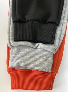 3 条装小男孩卡通恐龙、熊和汽车印花休闲运动裤，舒适慢跑裤，适合春/夏/秋季 - 彩色 - 查看 2