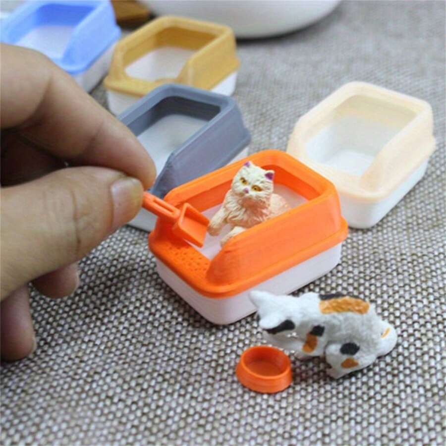 Hộp vệ sinh cho mèo Mini Toy House kèm xẻng - Phụ kiện tỷ lệ 1:12, có nhiều màu sắc (Không có phụ kiện cho mèo) - Nhiều màu - Xem 1