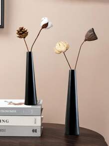 1个花瓶，家居装饰；长方形干花摆件，适合客厅花瓶、房间装饰、家居装饰、餐桌摆件、返校学习用品玻璃花瓶 - 黑色 - 查看 1