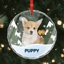 1pc Custom Photo Pet Face Personalized Round Shaped Crystal Glass Ornament Gift For Dog Lovers, Cat Lovers, Pet Lovers, Pet Memorial Gifts Birthday Graduation